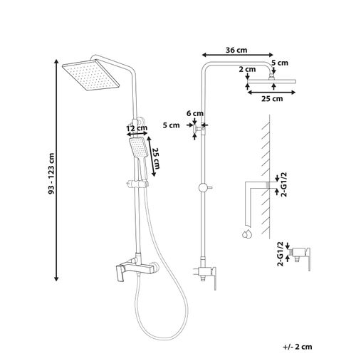Ensemble De Douche Avec Mitigeur Et Douche De Pluie Catagena Argenté