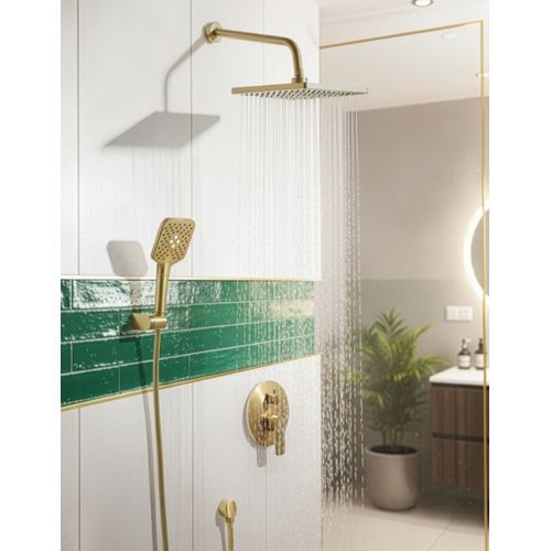 Ensemble De Douche Encastrée Avec Douche Pluie Canaima Doré
