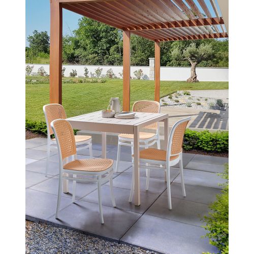 Lot De 4 Chaises De Jardin Plose Blanc/beige