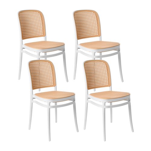 Lot De 4 Chaises De Jardin Plose Blanc/beige