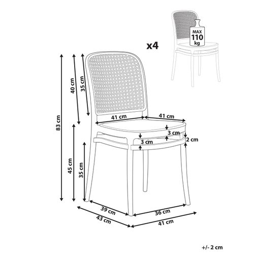 Lot De 4 Chaises De Jardin Plose Blanc/beige