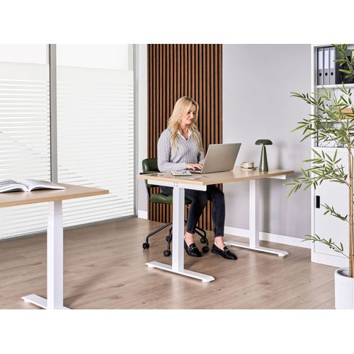 Bureau Réglable En Hauteur Électriquement Destines Marron Clair/blanc 120 Cm 60 Cm