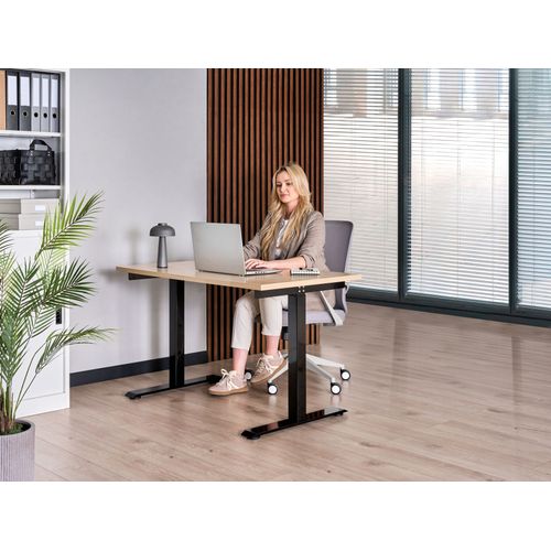Bureau Réglable En Hauteur Électriquement Destines Noir/marron Clair 120 Cm 60 Cm