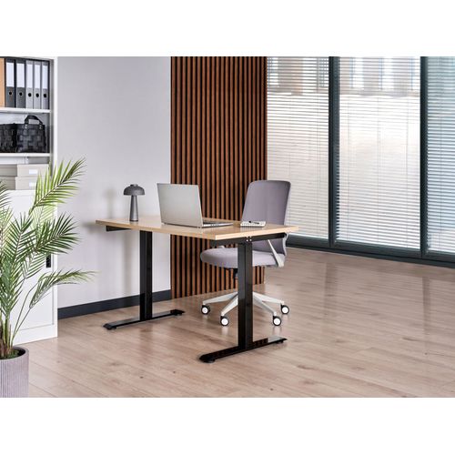 Bureau Réglable En Hauteur Électriquement Destines Noir/marron Clair 120 Cm 60 Cm