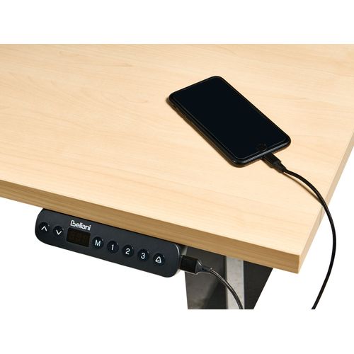 Bureau Réglable En Hauteur Électriquement Destines Noir/marron Clair 120 Cm 60 Cm