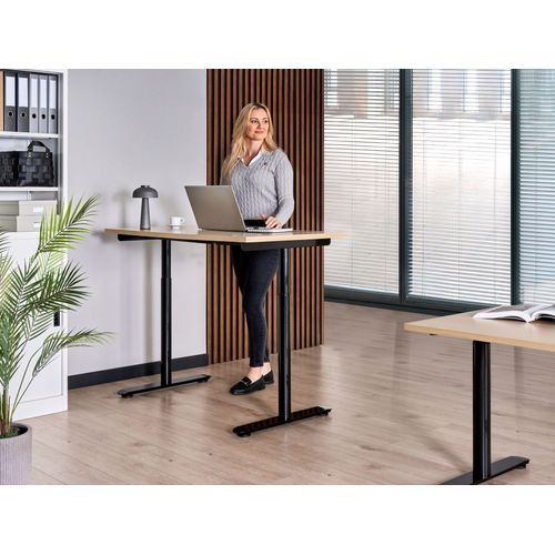 Bureau Réglable En Hauteur Électriquement Destinas Noir/marron Clair 120 Cm 60 Cm