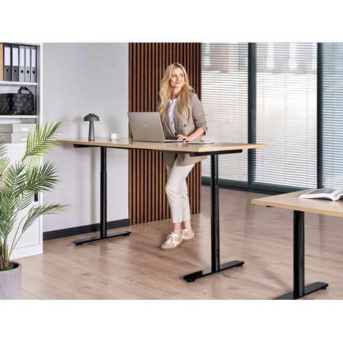 Bureau Réglable En Hauteur Électriquement Destinas Noir/marron Clair 180 Cm 72 Cm