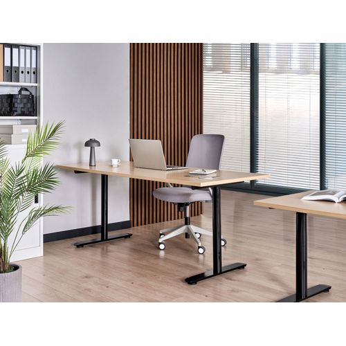 Bureau Réglable En Hauteur Électriquement Destinas Noir/marron Clair 180 Cm 72 Cm