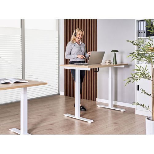 Bureau Réglable En Hauteur Manuellement Destines Marron Clair/blanc 120 Cm 60 Cm