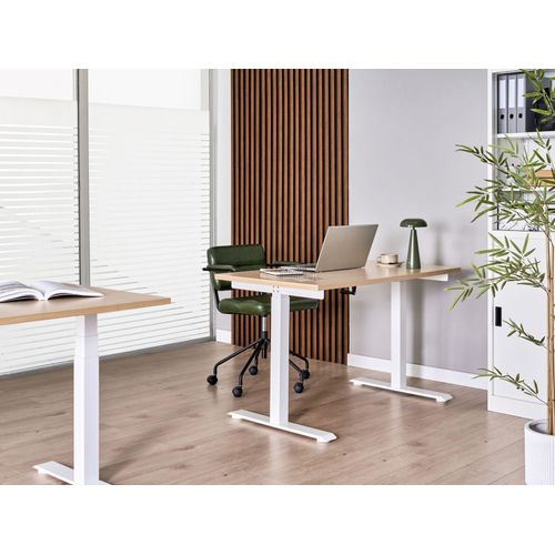 Bureau Réglable En Hauteur Manuellement Destines Marron Clair/blanc 120 Cm 60 Cm