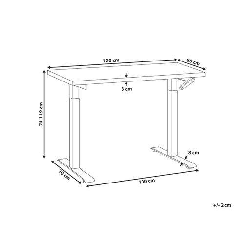 Bureau Réglable En Hauteur Manuellement Destines Marron Clair/blanc 120 Cm 60 Cm