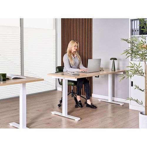 Bureau Réglable En Hauteur Manuellement Destines Marron Clair/blanc 160 Cm 72 Cm