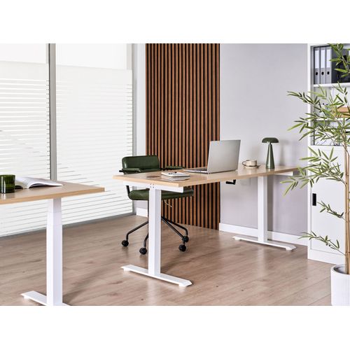 Bureau Réglable En Hauteur Manuellement Destines Marron Clair/blanc 160 Cm 72 Cm