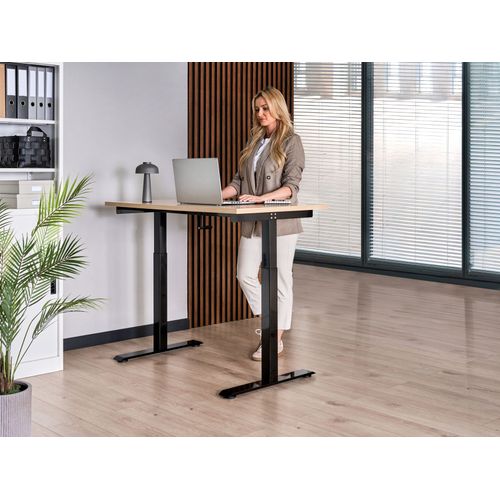 Bureau Réglable En Hauteur Manuellement Destines Noir/marron Clair 120 Cm 60 Cm