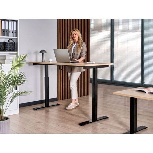 Bureau Réglable En Hauteur Manuellement Destines Noir/marron Clair 160 Cm 72 Cm