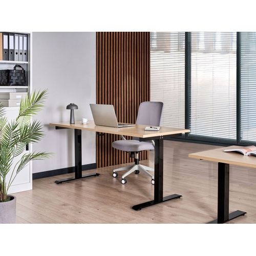 Bureau Réglable En Hauteur Manuellement Destines Noir/marron Clair 160 Cm 72 Cm