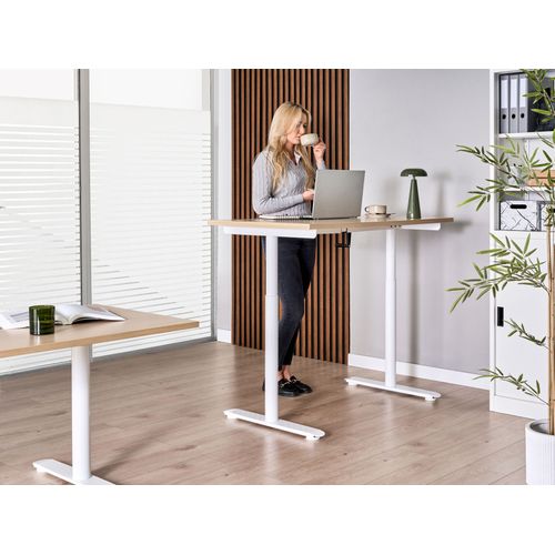 Bureau Réglable En Hauteur Manuellement Destinas Marron Clair/blanc 120 Cm 60 Cm