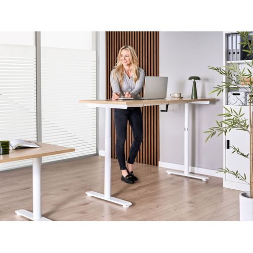 Bureau Réglable En Hauteur Manuellement Destinas Marron Clair/blanc 160 Cm 72 Cm
