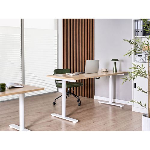 Bureau Réglable En Hauteur Manuellement Destinas Marron Clair/blanc 160 Cm 72 Cm