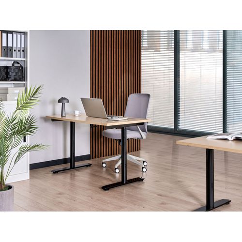 Bureau Réglable En Hauteur Manuellement Destinas Noir/marron Clair 120 Cm 60 Cm