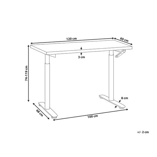 Bureau Réglable En Hauteur Manuellement Destinas Noir/marron Clair 120 Cm 60 Cm