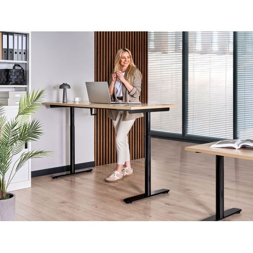 Bureau Réglable En Hauteur Manuellement Destinas Noir/marron Clair 160 Cm 72 Cm