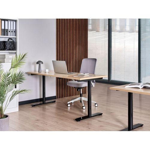 Bureau Réglable En Hauteur Manuellement Destinas Noir/marron Clair 160 Cm 72 Cm