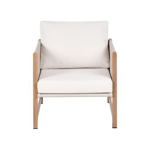 Ensemble De Salon De Jardin Avec Table Et Ottoman 5 Places Nola Métal Beige Clair