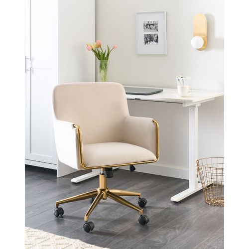 Chaise De Bureau Altona Velours Blanc Cassé