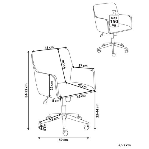 Chaise De Bureau Altona Velours Blanc Cassé