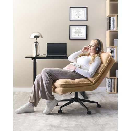 Chaise De Bureau Addison Bouclé Rose Pêche