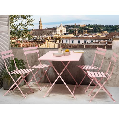 Salle à Manger De Jardin 4 Places Fiori Pliant Métal Rose Pastel