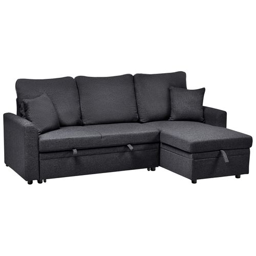 Canapé-lit D'angle 3 Places Nassjo Lin Synthétique Noir Côté Gauche