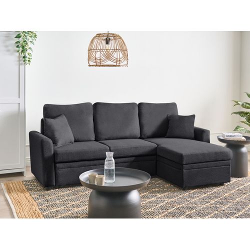 Canapé-lit D'angle 3 Places Nassjo Lin Synthétique Noir Côté Gauche