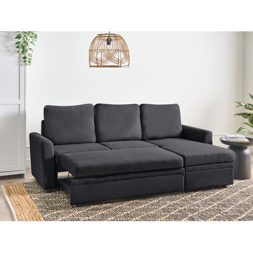 Canapé-lit D'angle 3 Places Nassjo Lin Synthétique Noir Côté Gauche