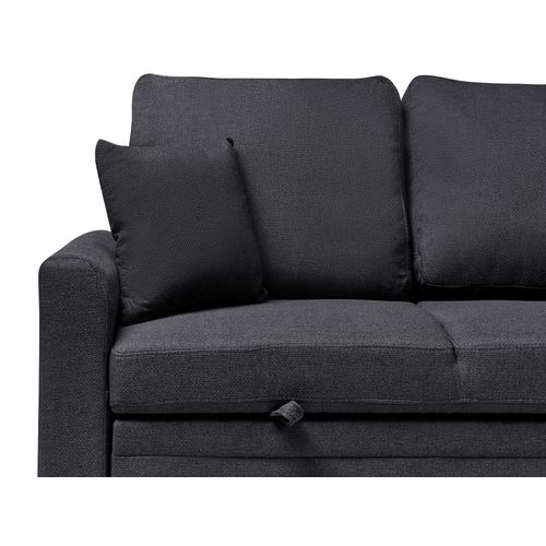 Canapé-lit D'angle 3 Places Nassjo Lin Synthétique Noir Côté Gauche