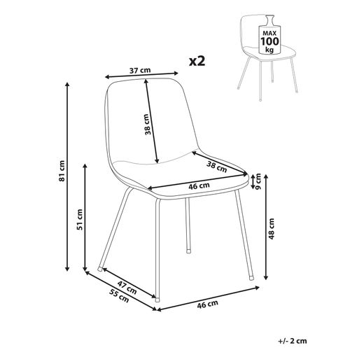 Lot De 2 Chaises De Salle à Manger Lorida Tissu Gris Clair