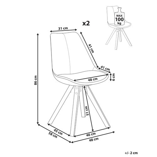 Lot De 2 Chaises De Salle à Manger Hedley Tissu Marron Clair