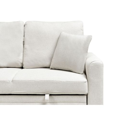 Canapé-lit D'angle 3 Places Nassjo Lin Synthétique Beige Clair Côté Droit