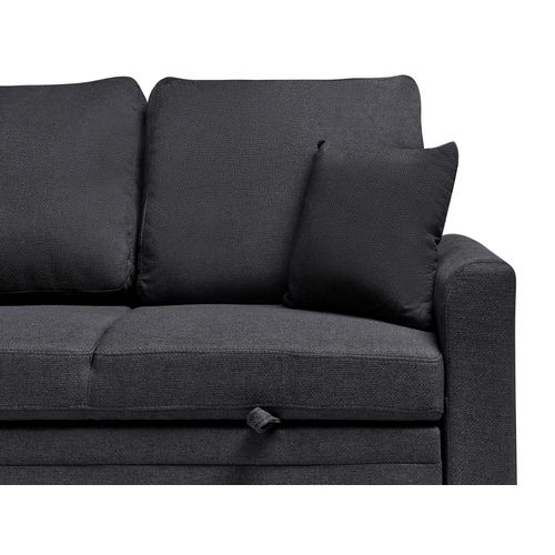 Canapé-lit D'angle 3 Places Nassjo Lin Synthétique Noir Côté Droit