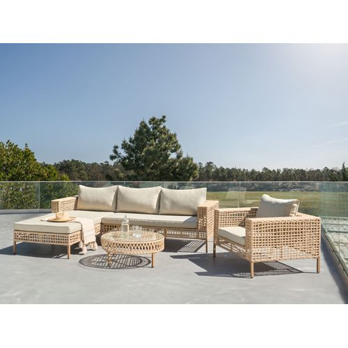 Ensemble De Salon De Jardin Avec Table 4 Places Calasetta Côté Droit Beige