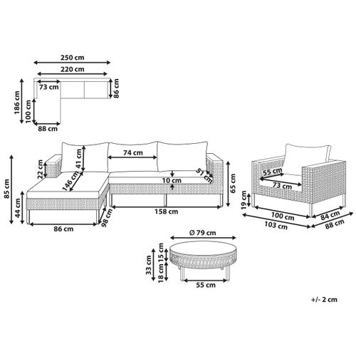 Ensemble De Salon De Jardin Avec Table 4 Places Calasetta Côté Droit Beige