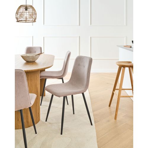 Lot De 4 Chaises De Salle à Manger Tuscola Tissu Beige