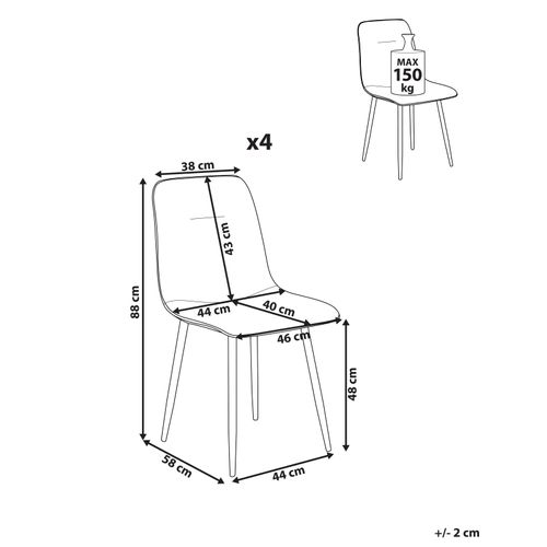 Lot De 4 Chaises De Salle à Manger Tuscola Tissu Vert Clair