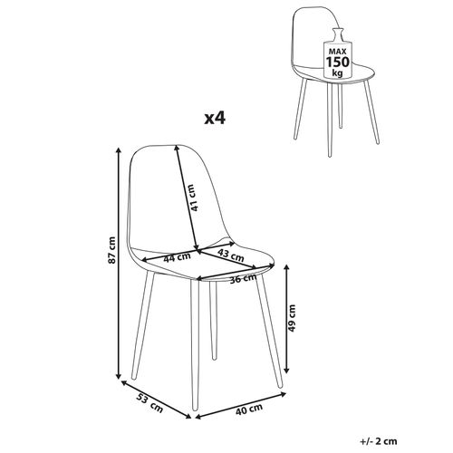 Lot De 4 Chaises De Salle à Manger Crandall Tissu Gris Clair