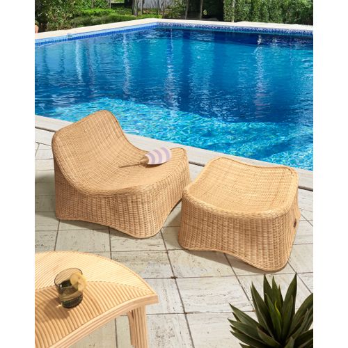 Fauteuil De Jardin Avec Ottoman Aigani Rotin Naturel