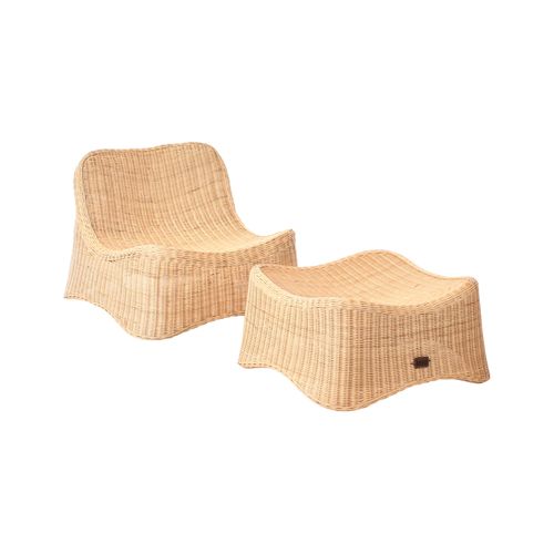 Fauteuil De Jardin Avec Ottoman Aigani Rotin Naturel