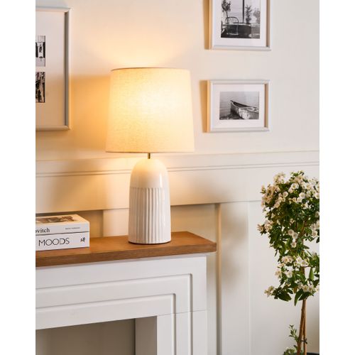 Lampe à Poser Saliente Céramique Blanc Cassé