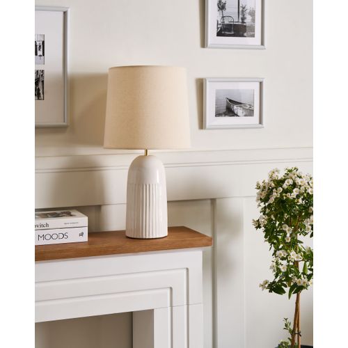 Lampe à Poser Saliente Céramique Blanc Cassé