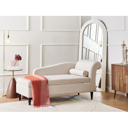Méridienne Côté Droit Luiro Velours Beige Avec Rangement